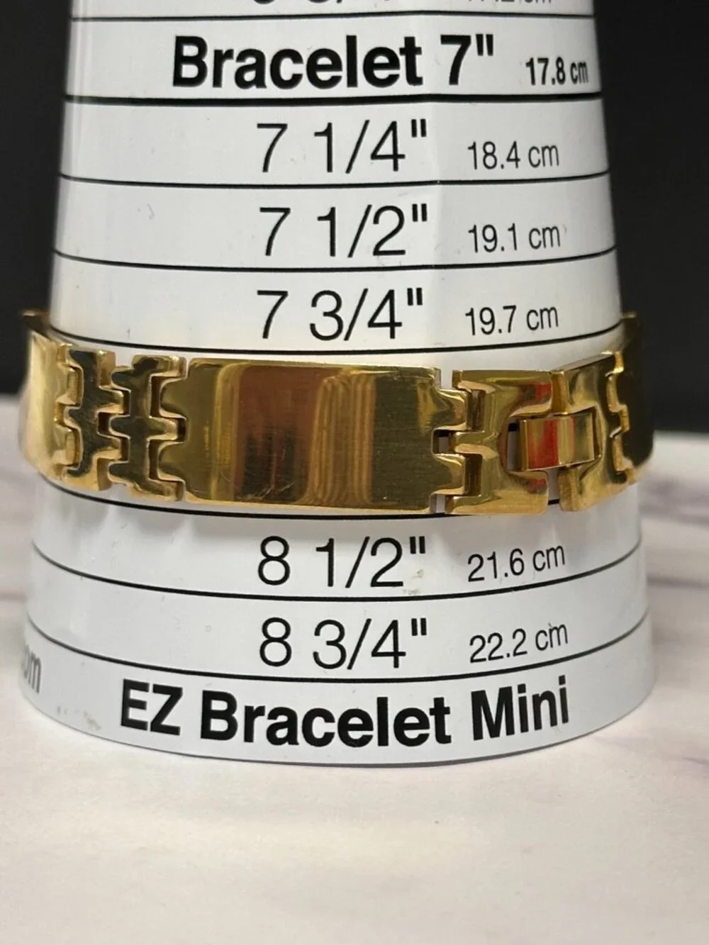Mens Stainless Steel Bracelet Gold Tone Geometric Panel Link 8.5